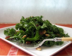 Farmers' Market Kale Salad with Raisins and Pine Nuts 1