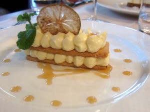 le Pario Lemon millefeuille with honey and ginger sauce