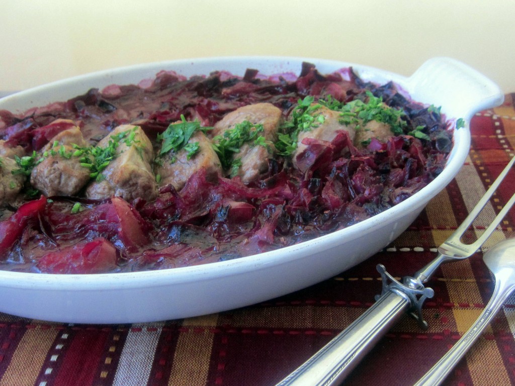 CiderBaked Pork, Red Cabbage and Apples Betty Rosbottom