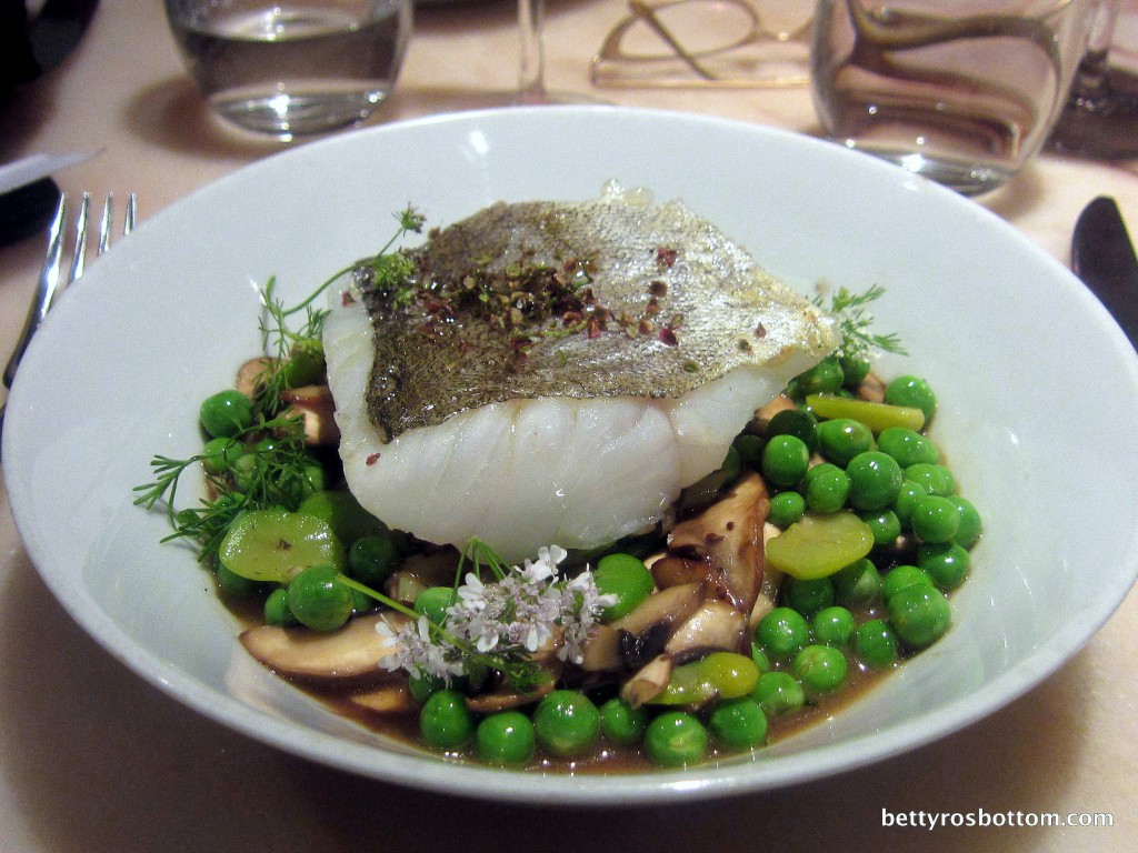 Cod with Fresh Peas, Fava Beans, and Shiitakes